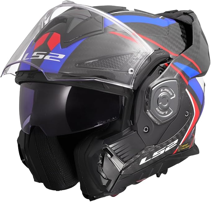 LS2 FF901 Casco Moto Modulare ADVANT X CARBON FUTURE II Gloss White Blue - immagine 5