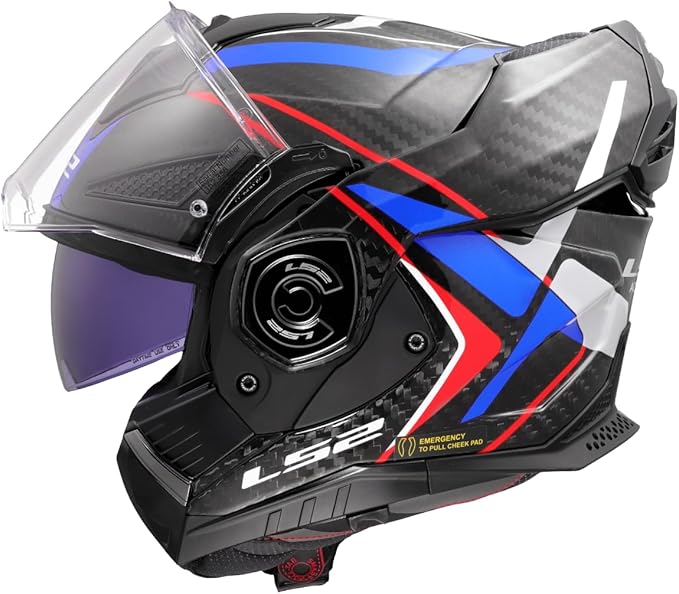 LS2 FF901 Casco Moto Modulare ADVANT X CARBON FUTURE II Gloss White Blue - immagine 6