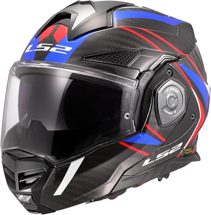 LS2 FF901 Casco Moto Modulare ADVANT X CARBON FUTURE II Gloss White Blue