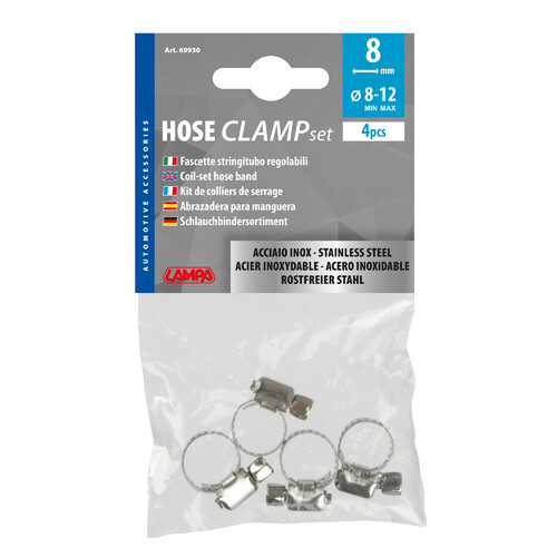 Fascette stringitubo in acciaio inox - set 4 pz - ↔ 8 mm - Ø 8-12 mm - immagine 2