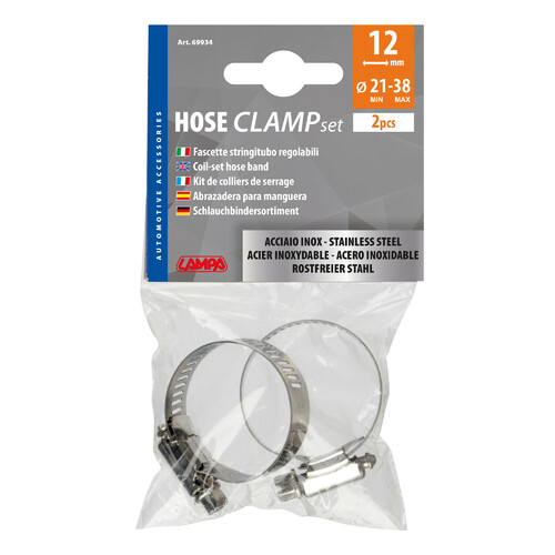 Fascette stringitubo in acciaio inox - set 2 pz - ↔ 12 mm - Ø 21-38 mm - immagine 2
