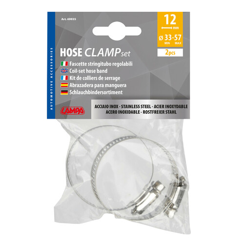 Fascette stringitubo in acciaio inox - set 2 pz - ↔ 12 mm - Ø 33-57 mm - immagine 2