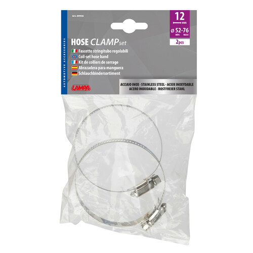Fascette stringitubo in acciaio inox - set 2 pz - ↔ 12 mm - Ø 52-76 mm - immagine 2