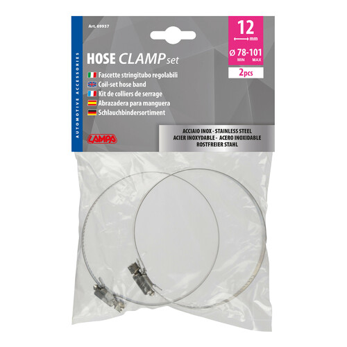 Fascette stringitubo in acciaio inox - set 2 pz - ↔ 12 mm - Ø 78-101 mm - immagine 2