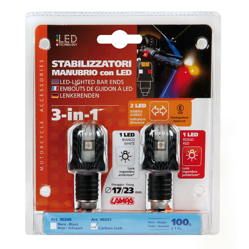 Stabilizzatori manubrio con Led, 12V - Carbon - immagine 4