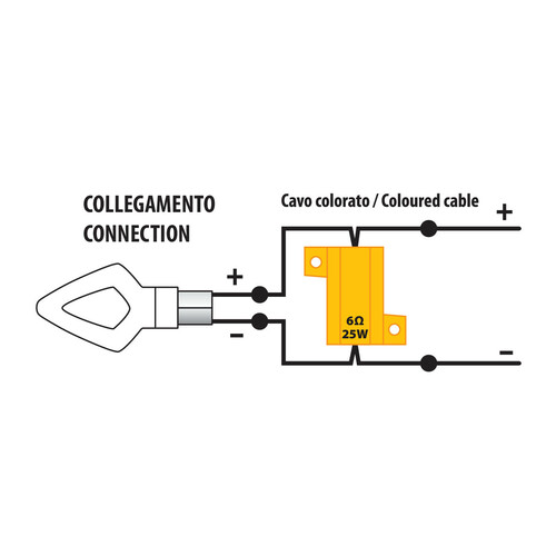 Resistenze pre-cablate con connettori rapidi, 2 pz - 12V - 6 OHM - 25 W - immagine 3