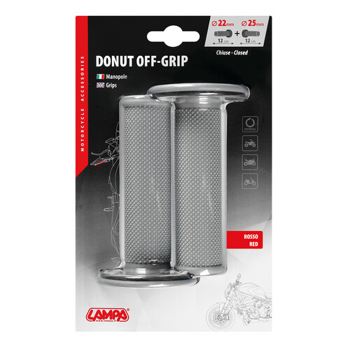 Donut Off-Road Grips, manopole universali - Grigio - Rosso - immagine 3