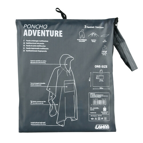 Adventure, poncho antipioggia multifunzione - Grigio - immagine 11