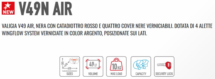 VALIGIA GIVI V49N AIR NERA CON CATADIOTTRO ROSSO - immagine 5