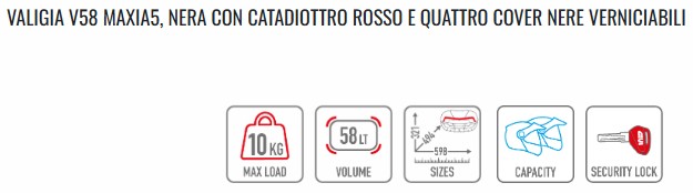 VALIGIA GIVI V58NNB2 MAXIA5, NERA CON CATADIOTTRO ROSSO E QUATTRO COVER VERNICIABILI - immagine 4