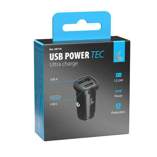 Usb Power Tec, caricabatteria 2 porte Usb - PD / QC 3.0 - 18W - 12/24V - immagine 8