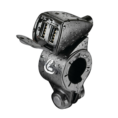 Usb-Fix Trek, doppio caricatore usb resistente all’acqua, fissaggio a manubrio - Ultra Fast Charge - 5400 mA - 12/24V - immagine 2