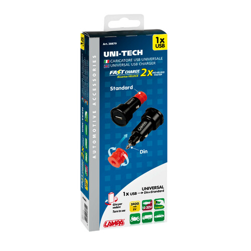 Uni-Tech, caricabatteria universale 1 porta Usb - Fast Charge - 2400 mA - 12/32V - immagine 7