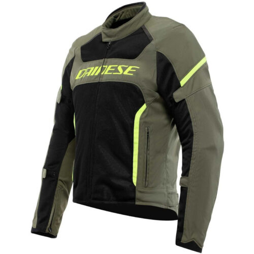 GIACCA ESTIVA JACKET MOTO DAINESE AIR FRAME 3 TEX BLACK GREEN YELLOW FLUO