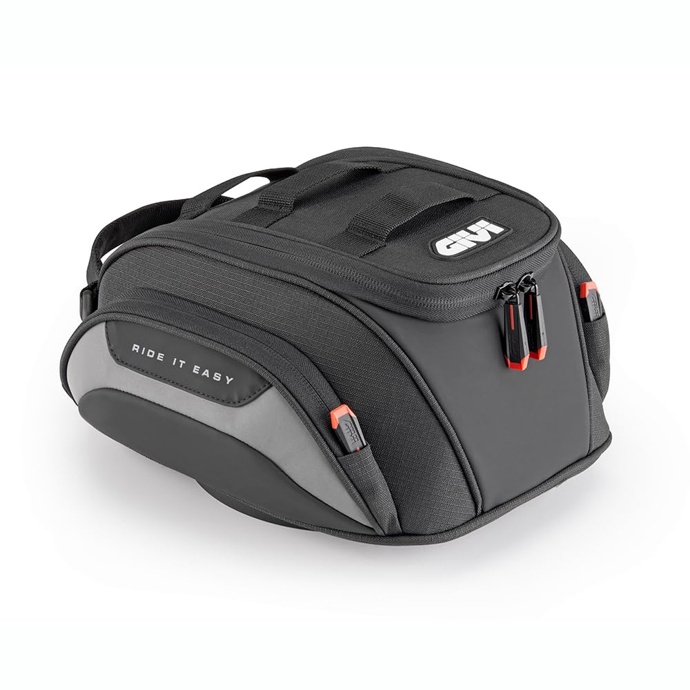 GIVI Borsa da Serbatoio Moto EASY01 Tanklock 6L con Copertura Antipioggia, Sistema M.O.L.L.E. e Cable Port – Nero - immagine 2